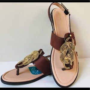 Habana Joan Brown/Gold Leather Sandals